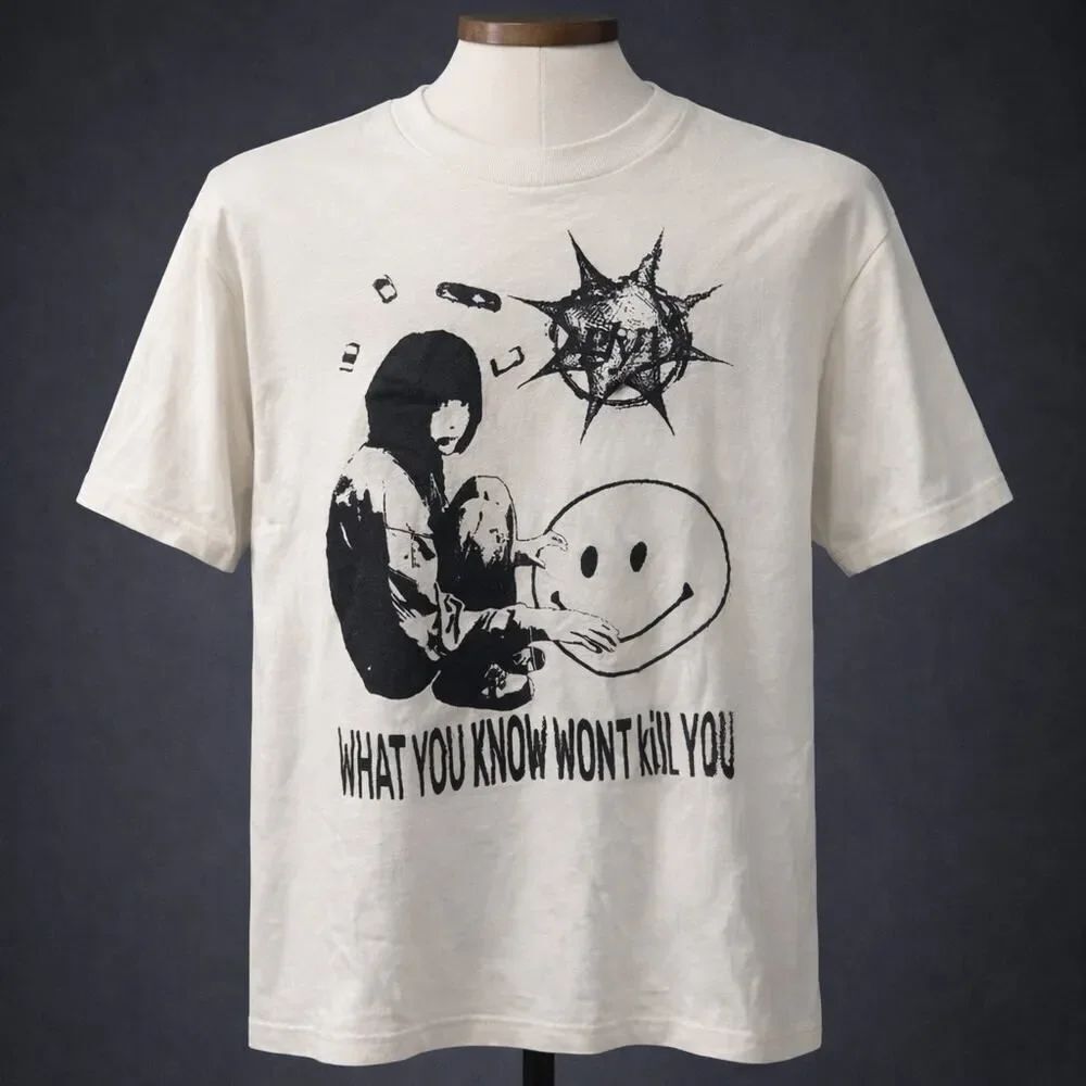 VTG What You Know Won’t Kill You Shirt Medium White Short Sleeve